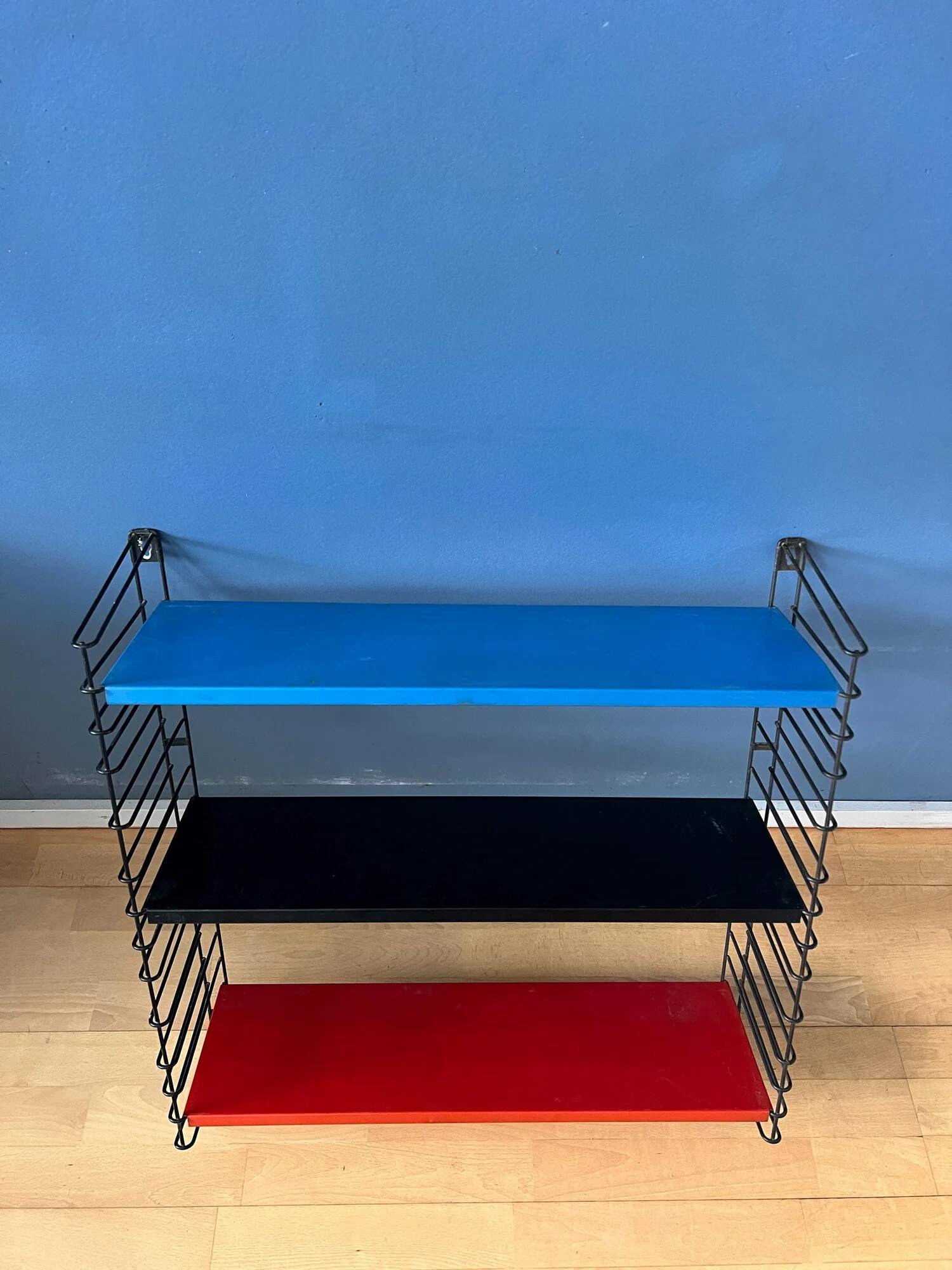 Blue, black and red Tomado vintage modular wall system - shelves - unit