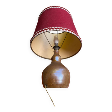 Lampe en grès abat-jour bordeaux G robin
