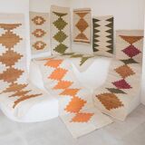 Tapis long argentin 100% pure laine abricot