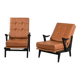 Fauteuils en bois et cuir, circa 1950