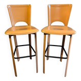 Bar stools covered in leather