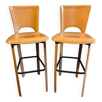 Bar stools covered in leather