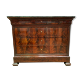 Commode Louis Philippe en placage d'acajou flammé Dessus en marbre XIX siècle