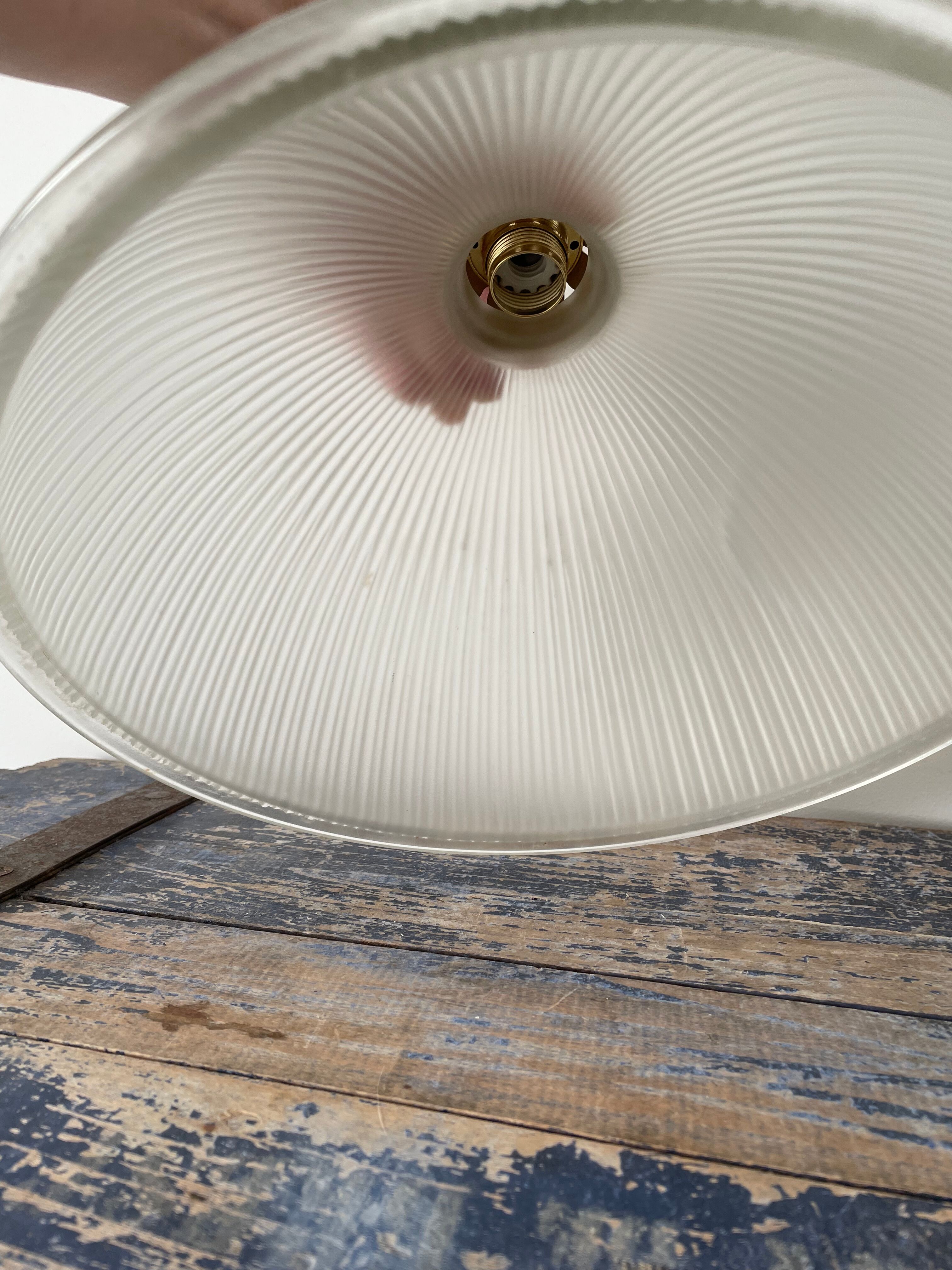 Vintage pendant lamp in electrified prismatic glass with new