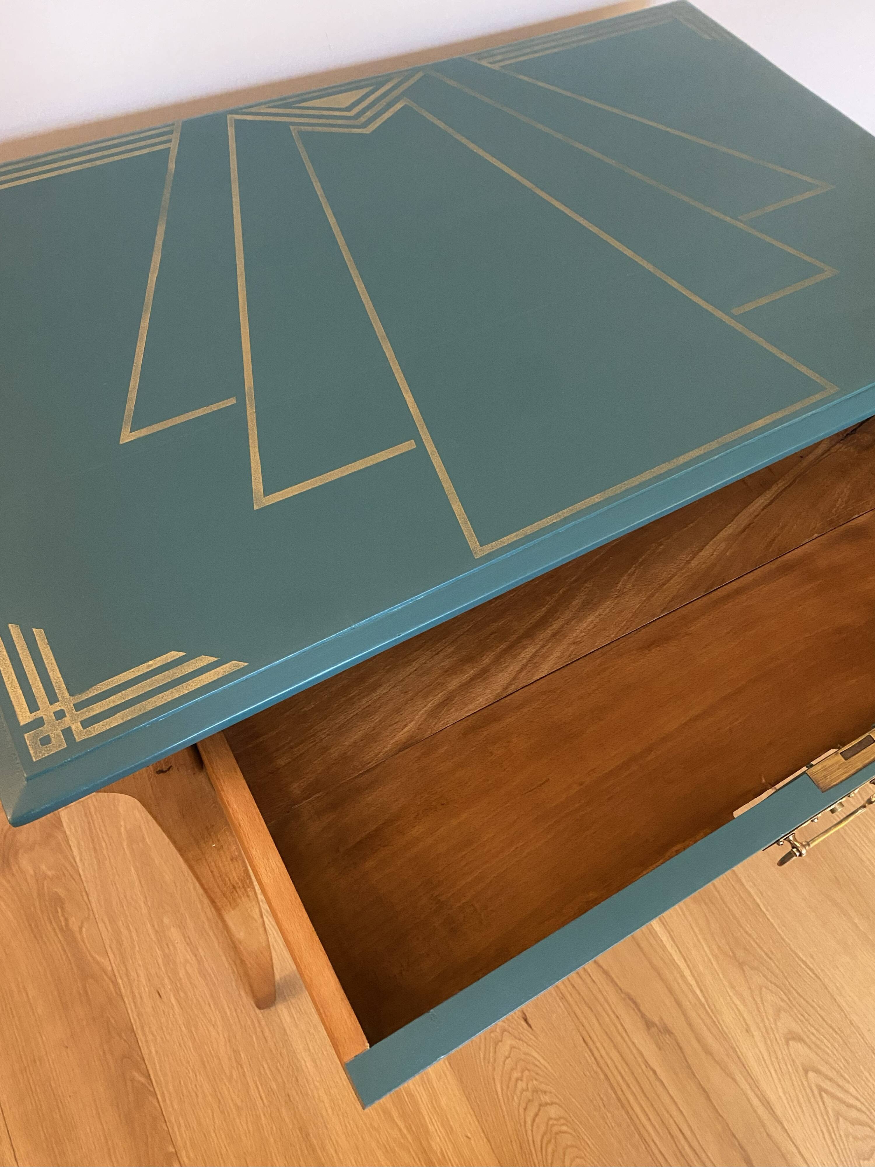 A 1950s desk reimagined in Art Deco style
