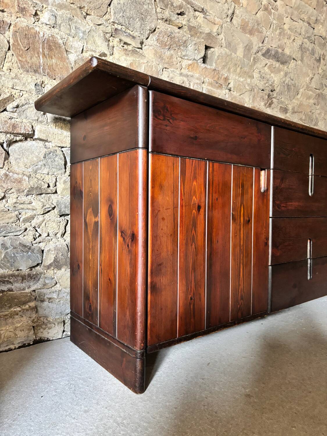 Solid pine sideboard by Silvio Coppola for Fratelli Montina, 1970
