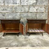 Pair of night tables feet compass bedside end of vintage sofa old 1950 1960 retro