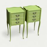 Pair of Louis XV style khaki bedside tables