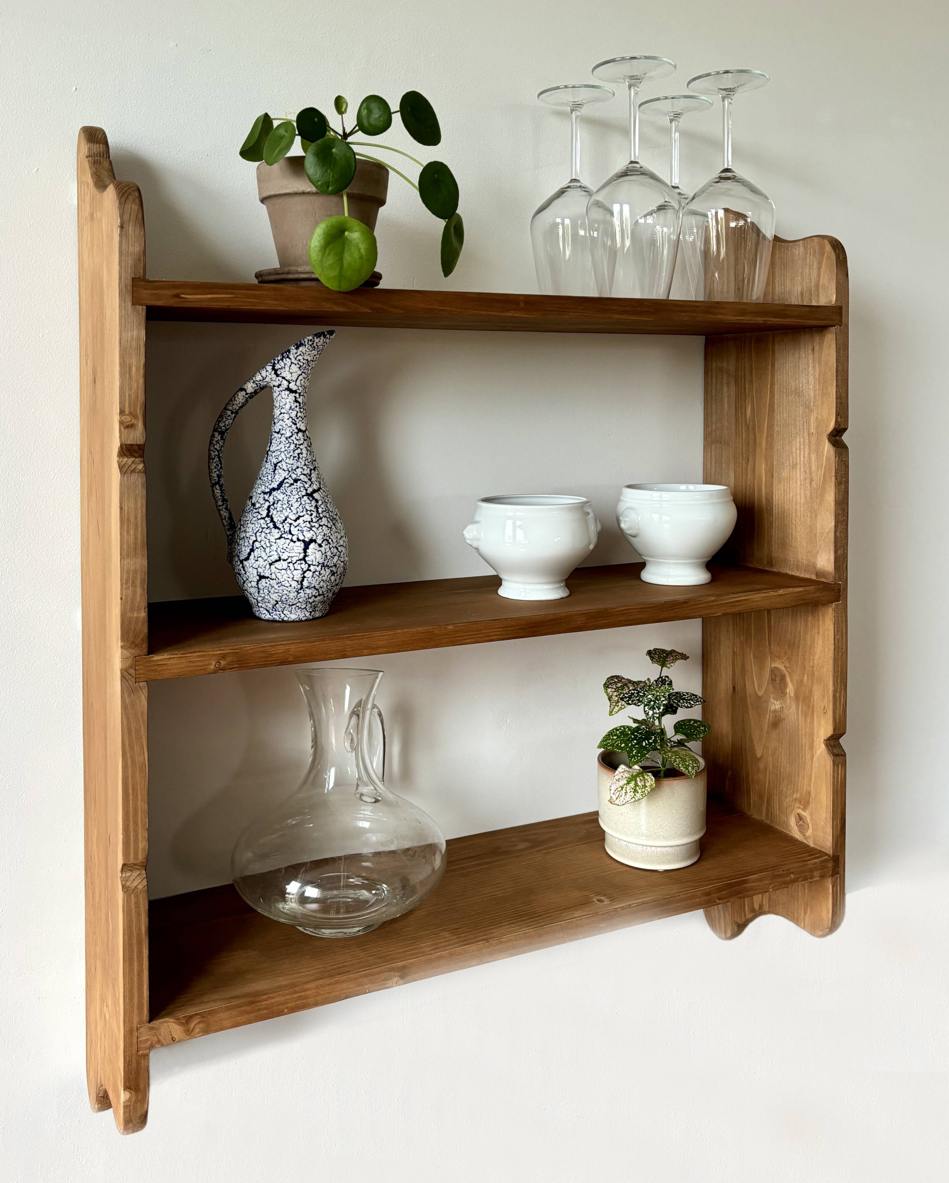 Large vintage solid wood shelves renovated