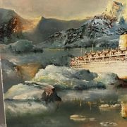 Oil on canvas Alain Chaussois (1950-2018) – Ocean liner Arcadia in the