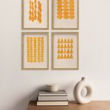 collection of 4 yellow abstract paintings signed Eawy