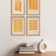 Collection de 4 peintures abstraites jaunes signées eawy