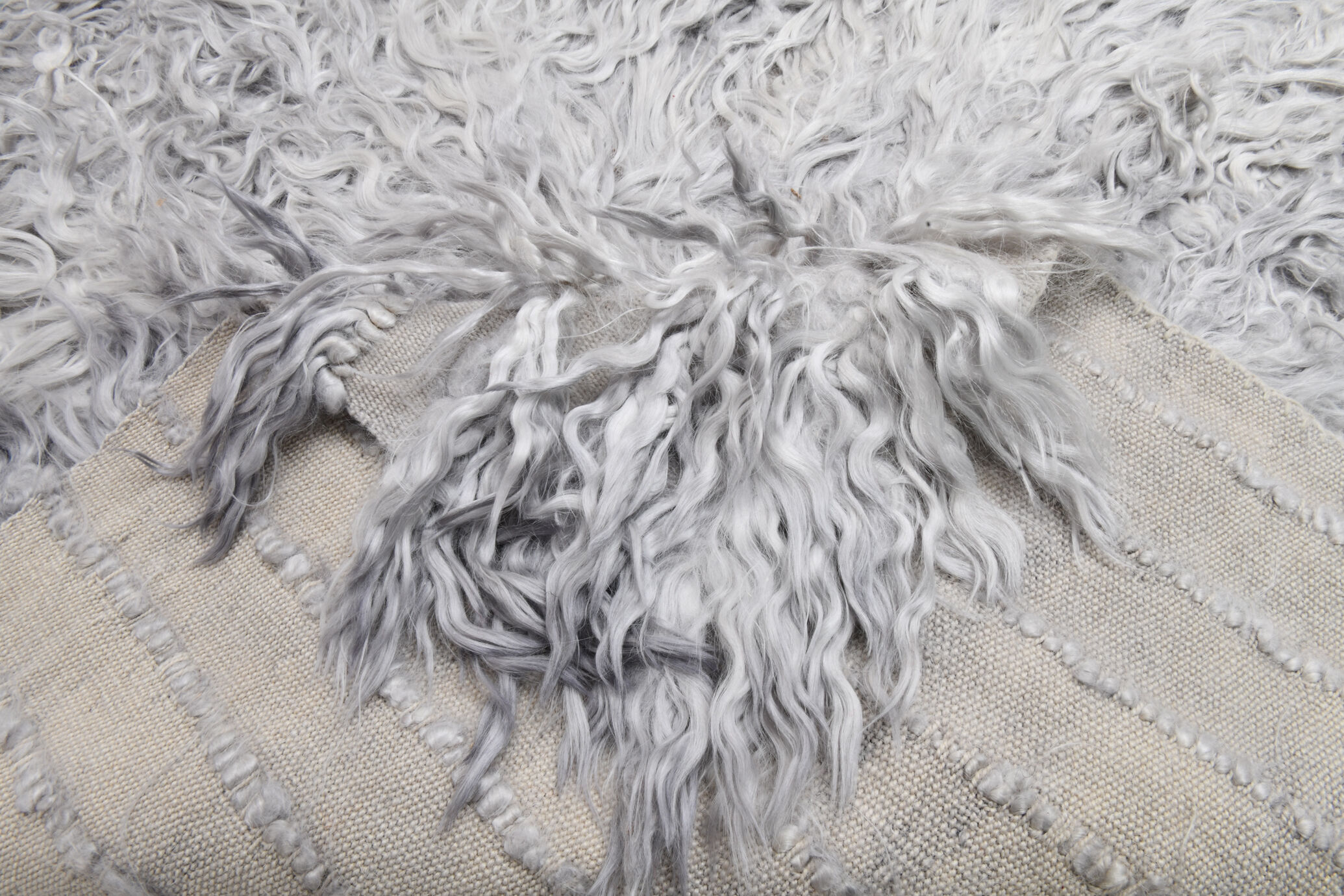 Wool gray turkish runner rug 262x96cm