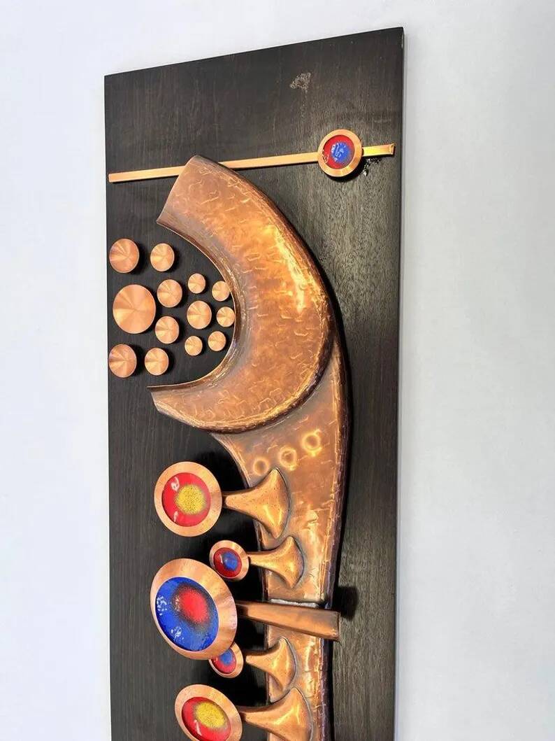Monumental Unique Midcentury Brass / Copper Wall Sculpture, Germany, 1970s