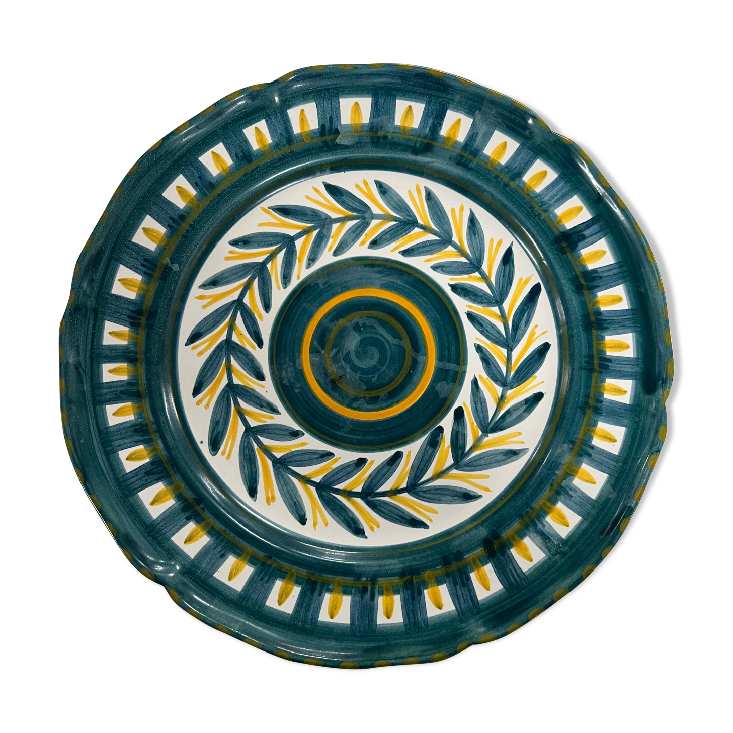 Painted and enamelled ceramic plate