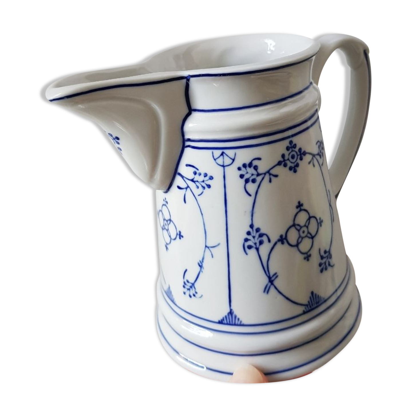 Pichet à lait en porcelaine Rieber en motif de Saxe bleu-blanc