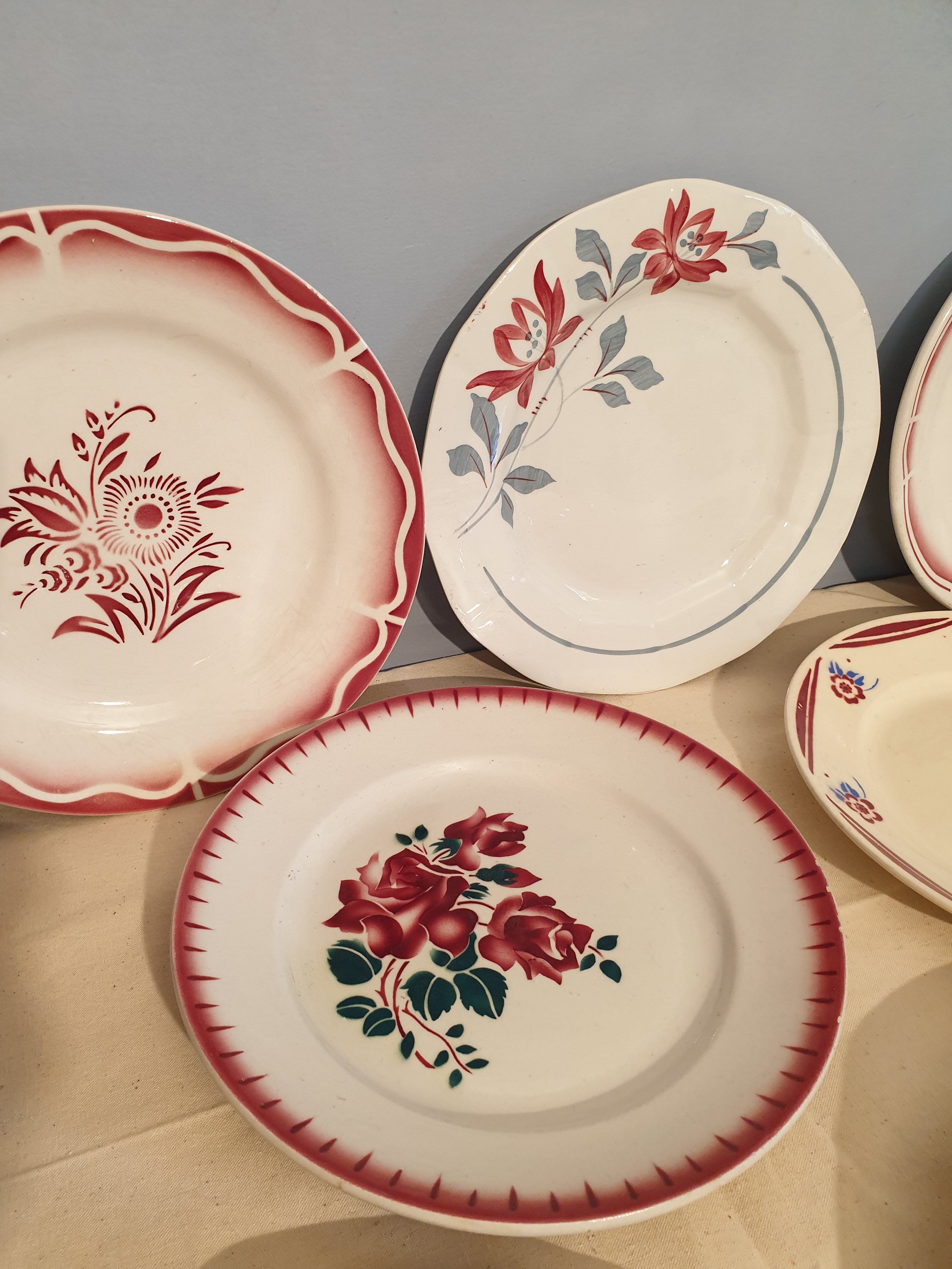 Assorted 9 plates red tones