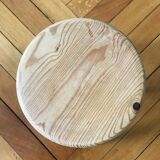 Solid wood stool with black legs