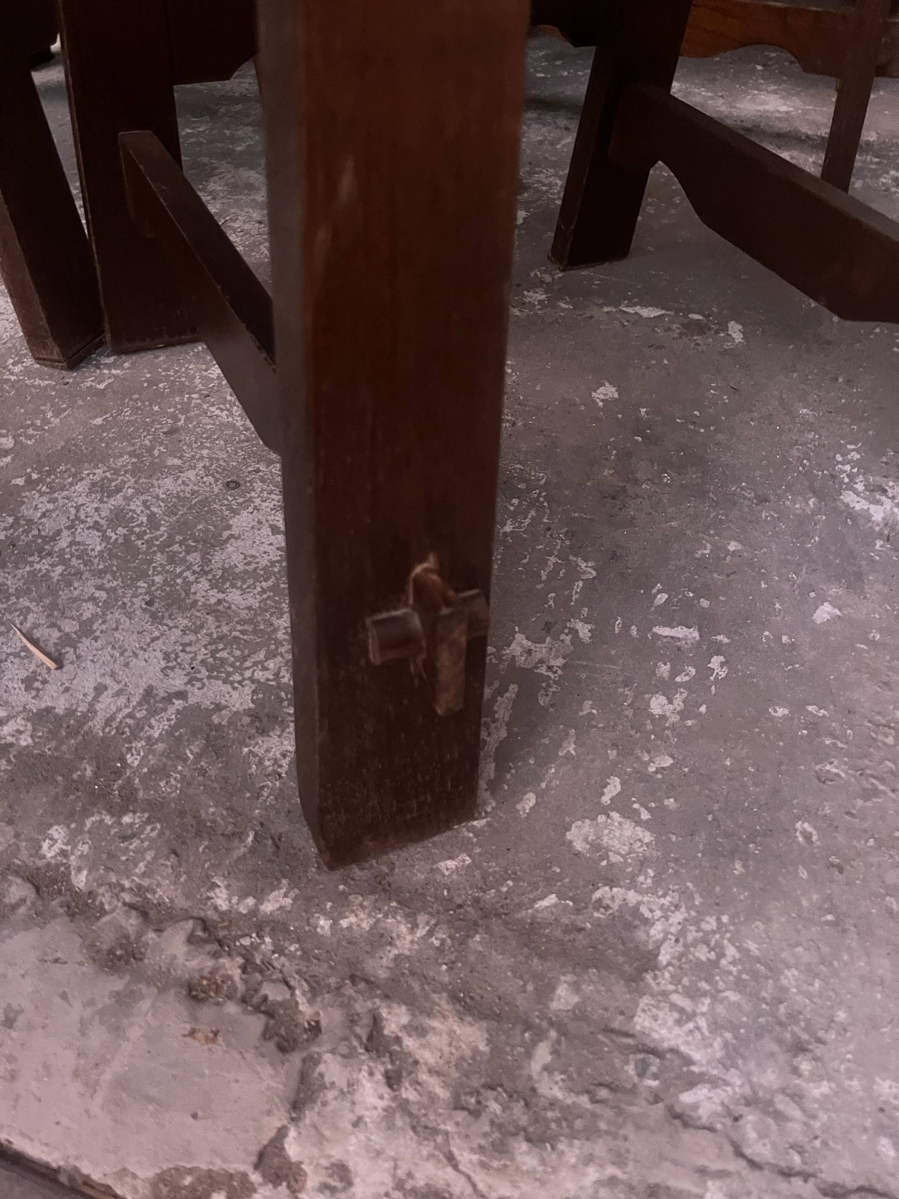 Brutalist wooden chairs – set of 10 (1970s)