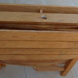 Table and 2 folding garden chairs in natural wood