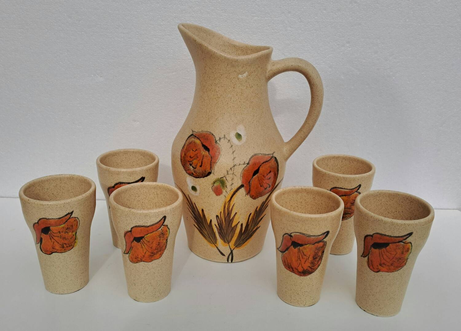 Poet-Laval enameled ceramic orangeade service