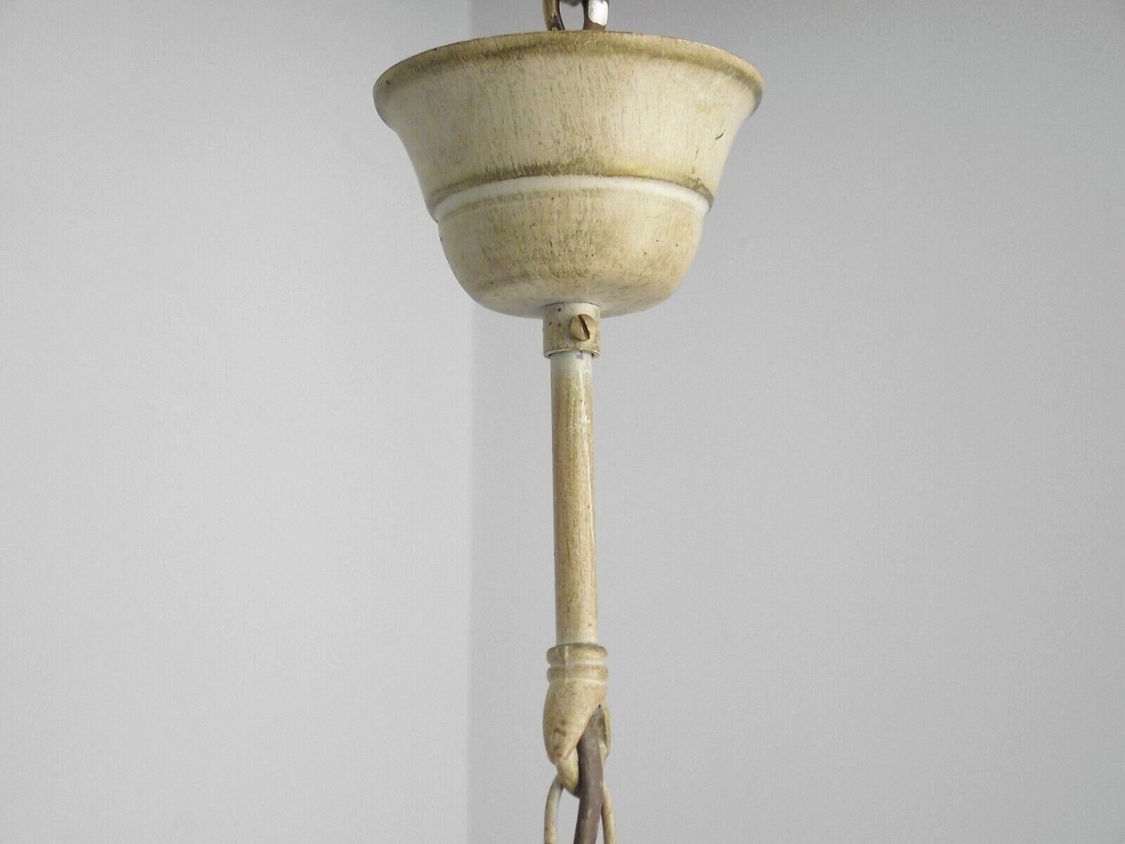 French vintage single bulb Toleware cage light with pink and green flowers