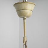 French vintage single bulb Toleware cage light with pink and green flowers