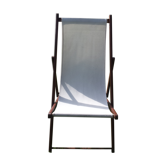 chaise longue, Chilean, wood and cream fabric