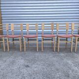 Set de 6 chaises en bois brut