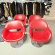 Lot de 4 fauteuils cuir rouge pivotants design contemporain