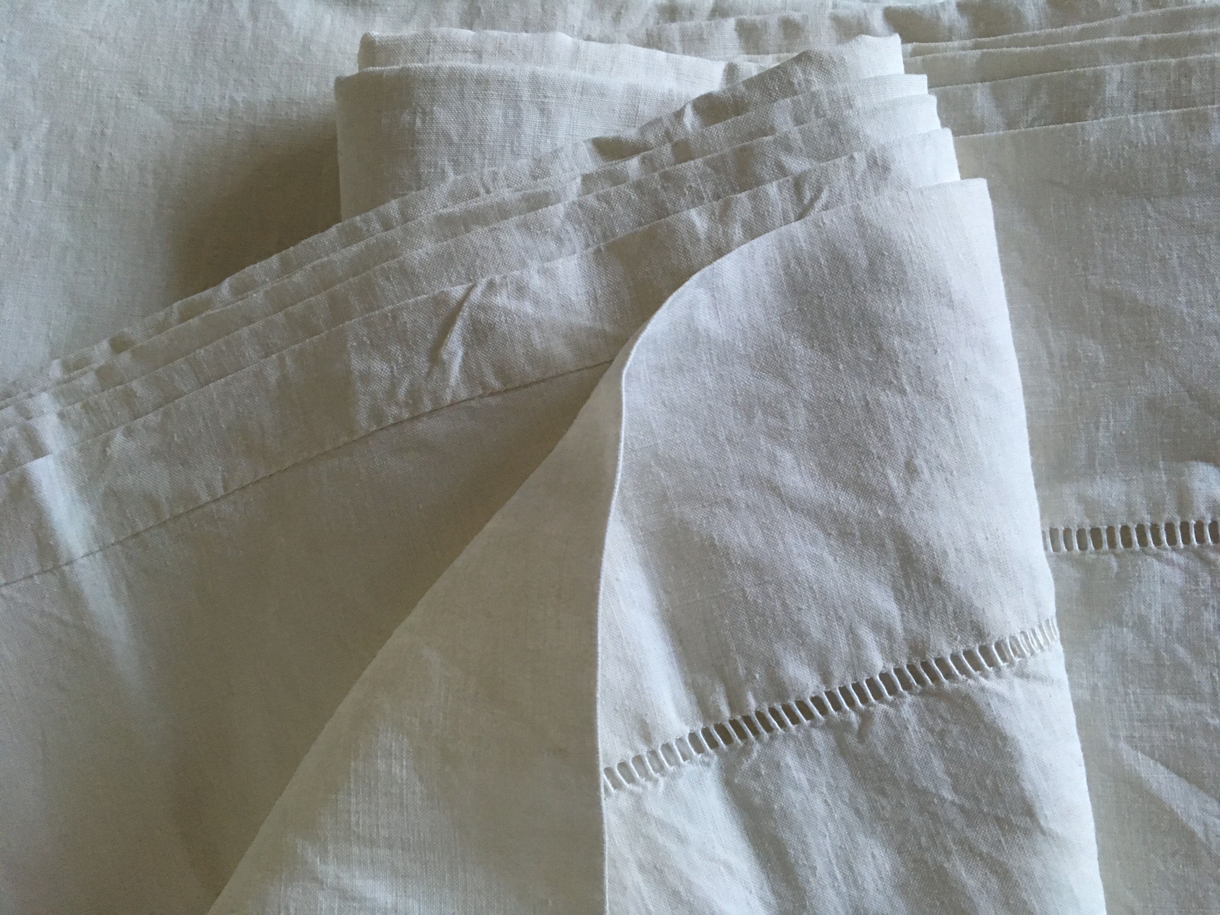Linen old days embroidered linen sheet