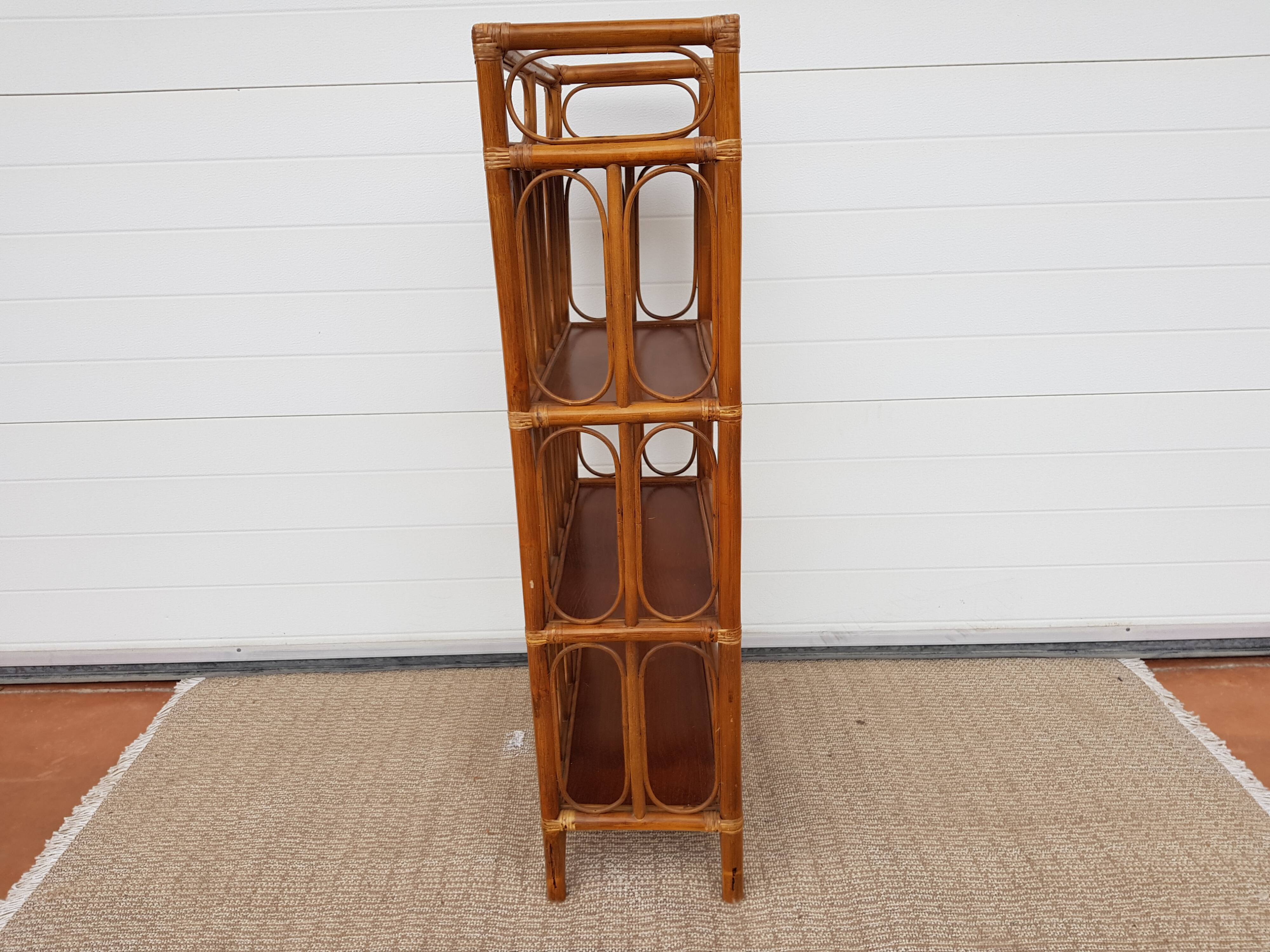 Old shelf in bamboo and rattan 70s