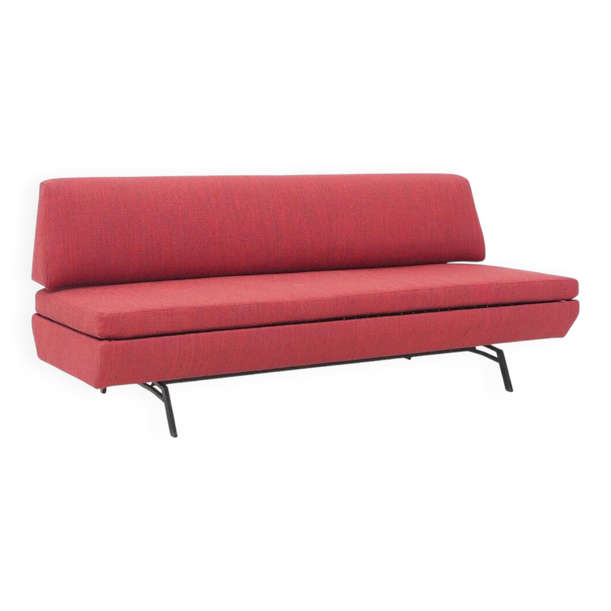 Red fabric sofa bed, 1960s