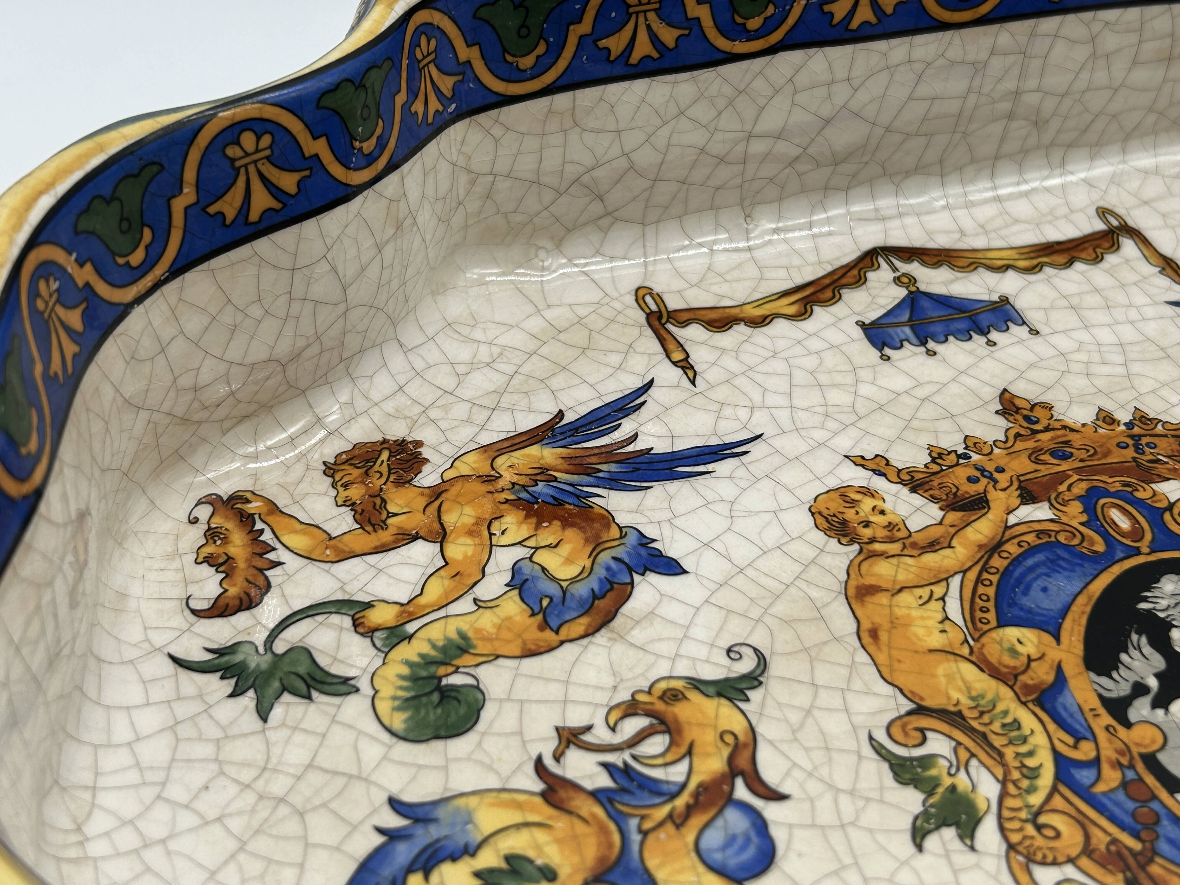 Table centre in earthenware in the style of gien.