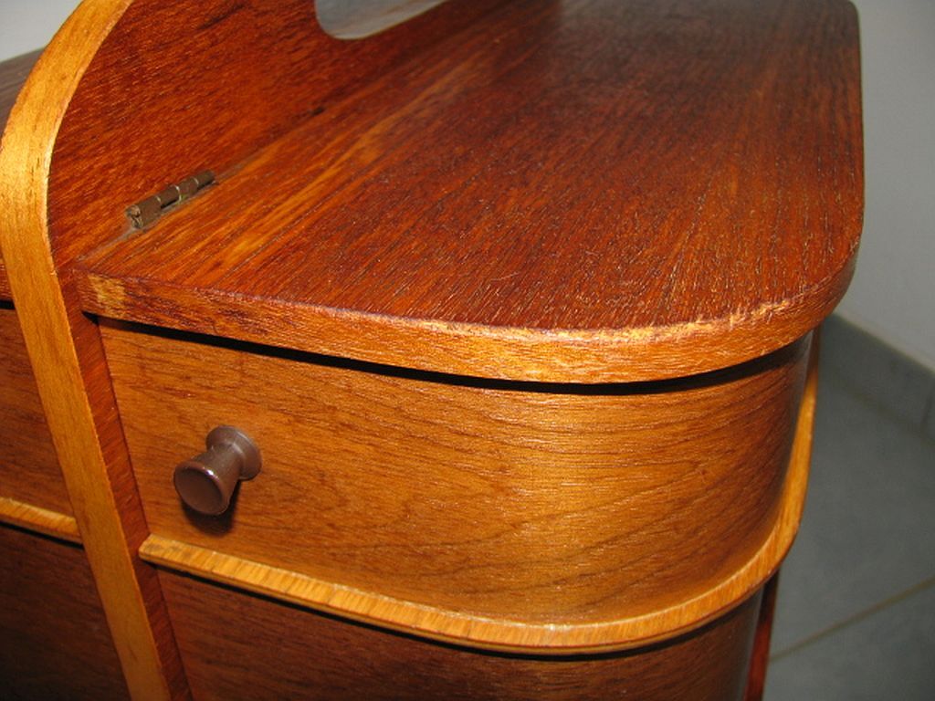 Mid century sewing box with / side table. asystent teak 1960/70s