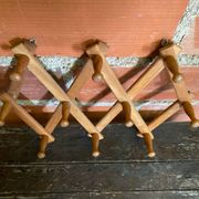 Vintage Wall-Mounted Extendable Coat Rack x10 Wooden Hooks