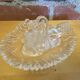 Vintage Heart-Shaped Crystal Dish by D'ARQUES with Swan Decoration #E0