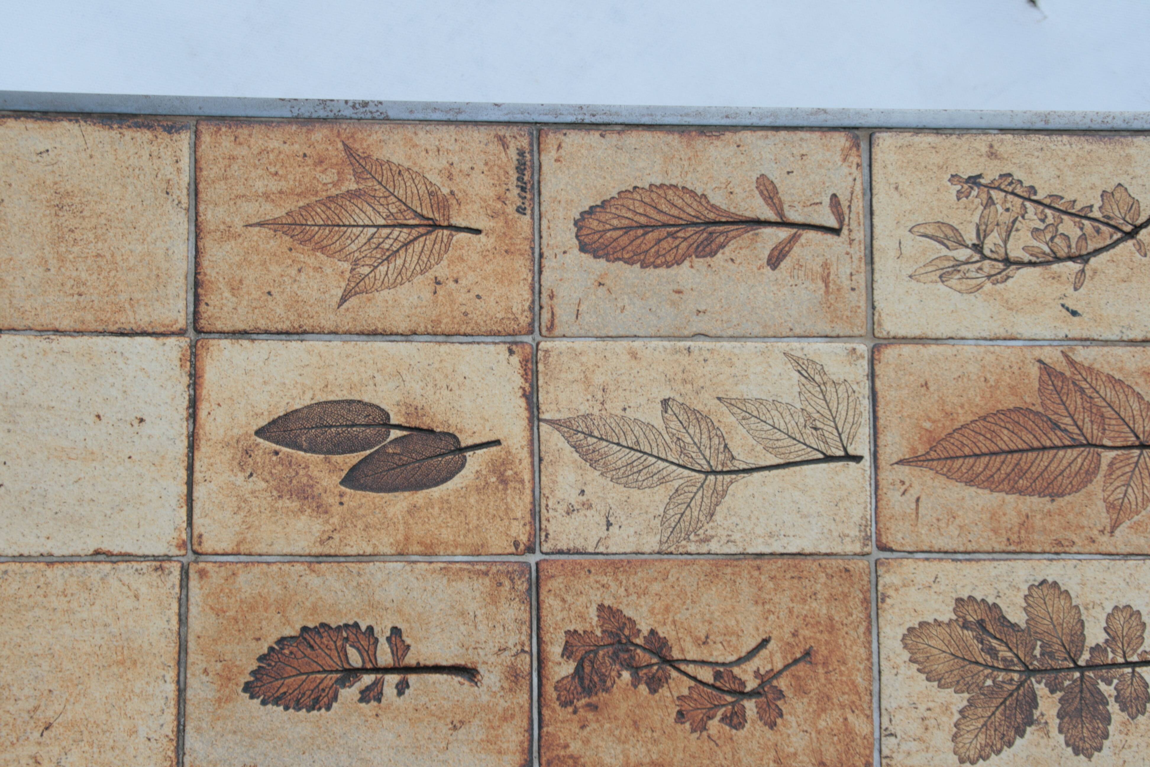Rectangular metal and cermal herbarium coffee table by Roger Capron, 1960s