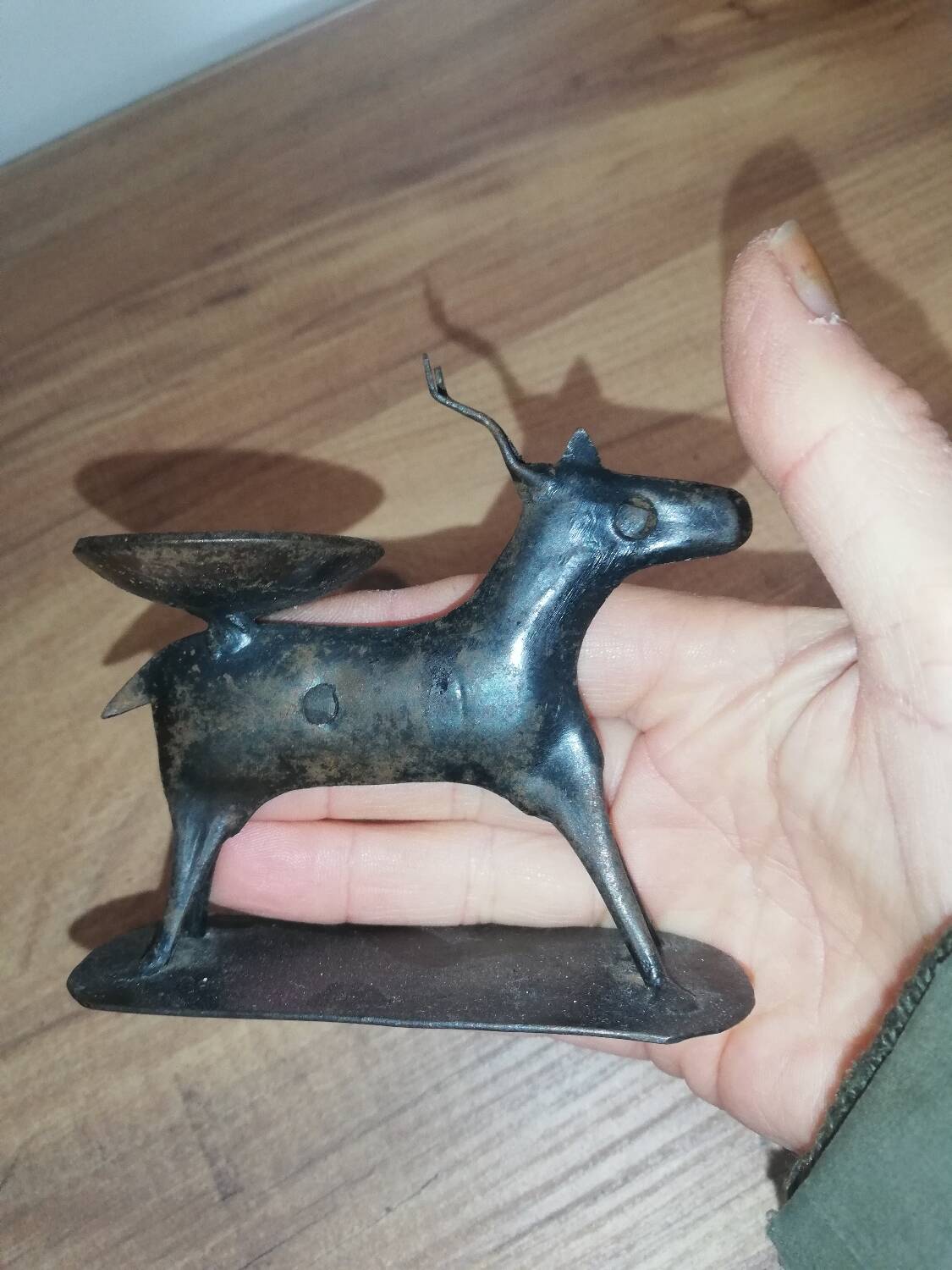 Vintage iron gazelle candle holder for tea light candle