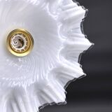 White opaline glass pendant light with draped shape