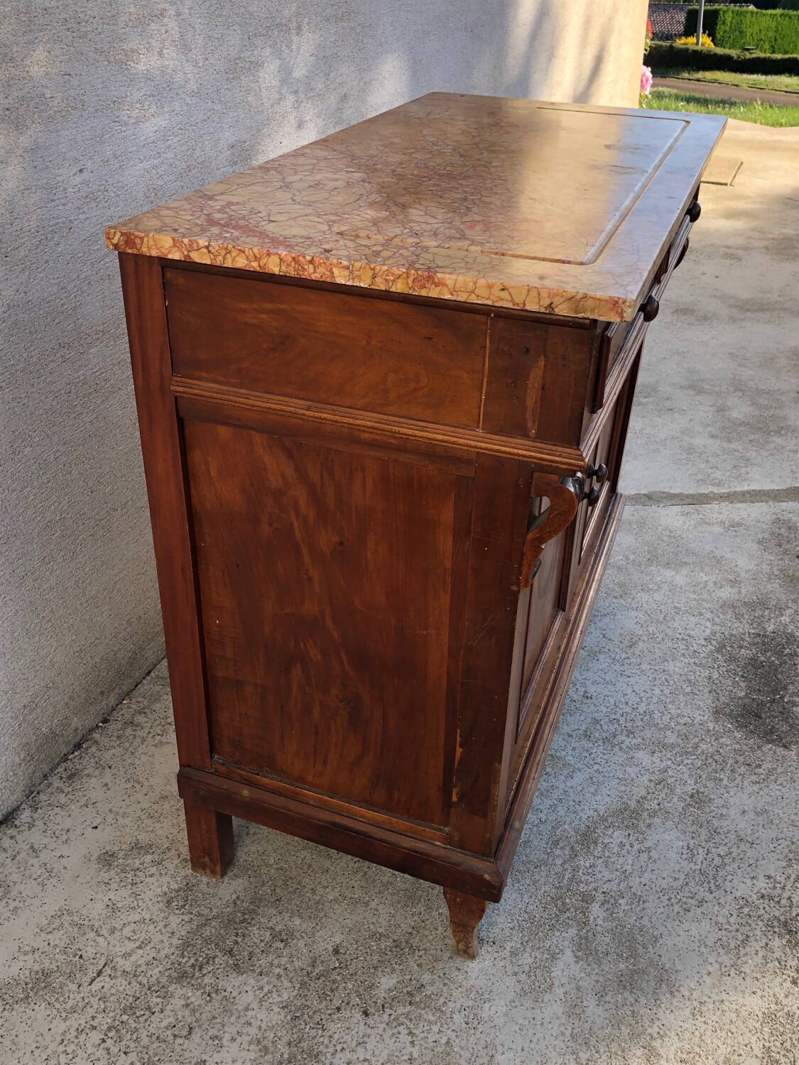 Small old sideboard with marble top