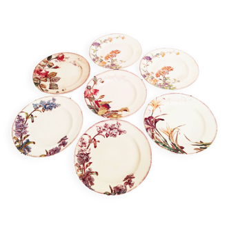 7 old earthenware dinner plates, 1940s