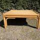 Table basse carrée en bois et rotin, années 70