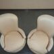 Pair of striped ivory toad armchairs