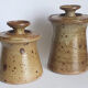 Covered pyrity sandstone pots signed GRM