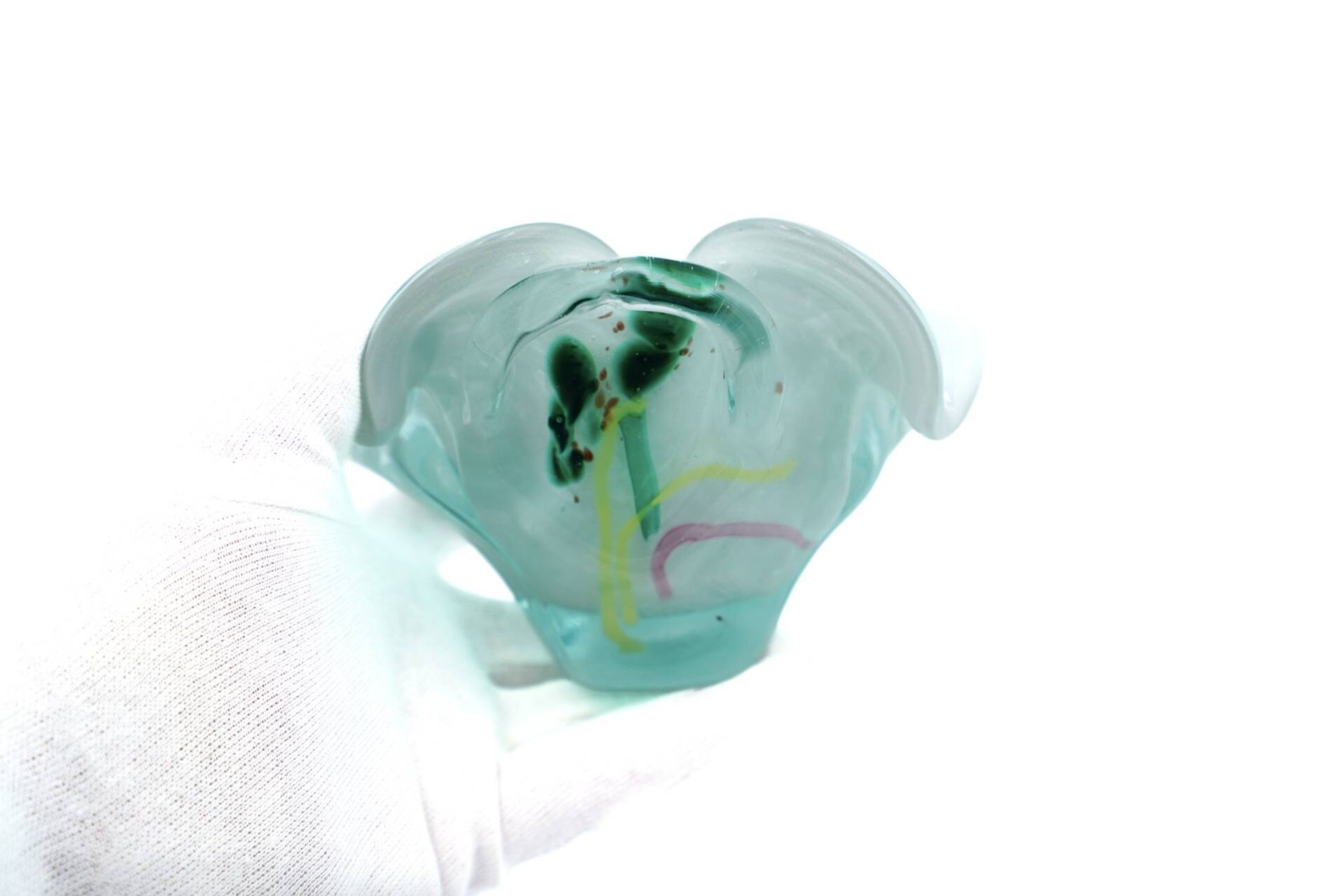 Coupe Studio Glass signée Lubomir Hora Verre Soufflé Polychrome 80s