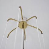 “Cascade” brass chandelier with amber globes