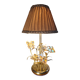 chrome or brass glass lamp, flower and butterfly 1975 to 80s pleated shade