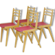 Set of 4 chairs Bistro zazu red vintage oak French mid-century modern chairs