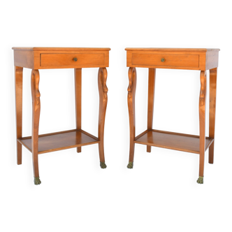 Pair of bedside tables with gooseneck decoration